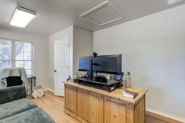 a view of a backyard with a garden