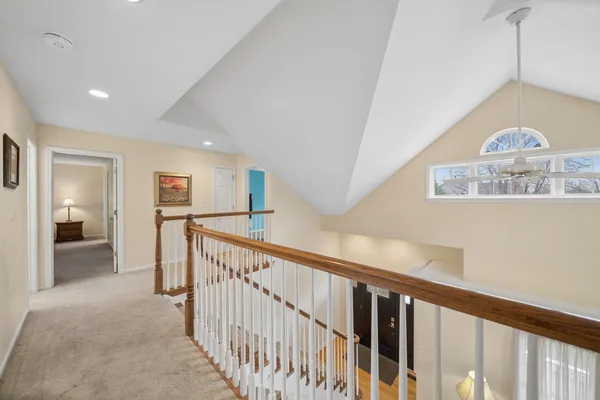 a view of hallway with livingroom