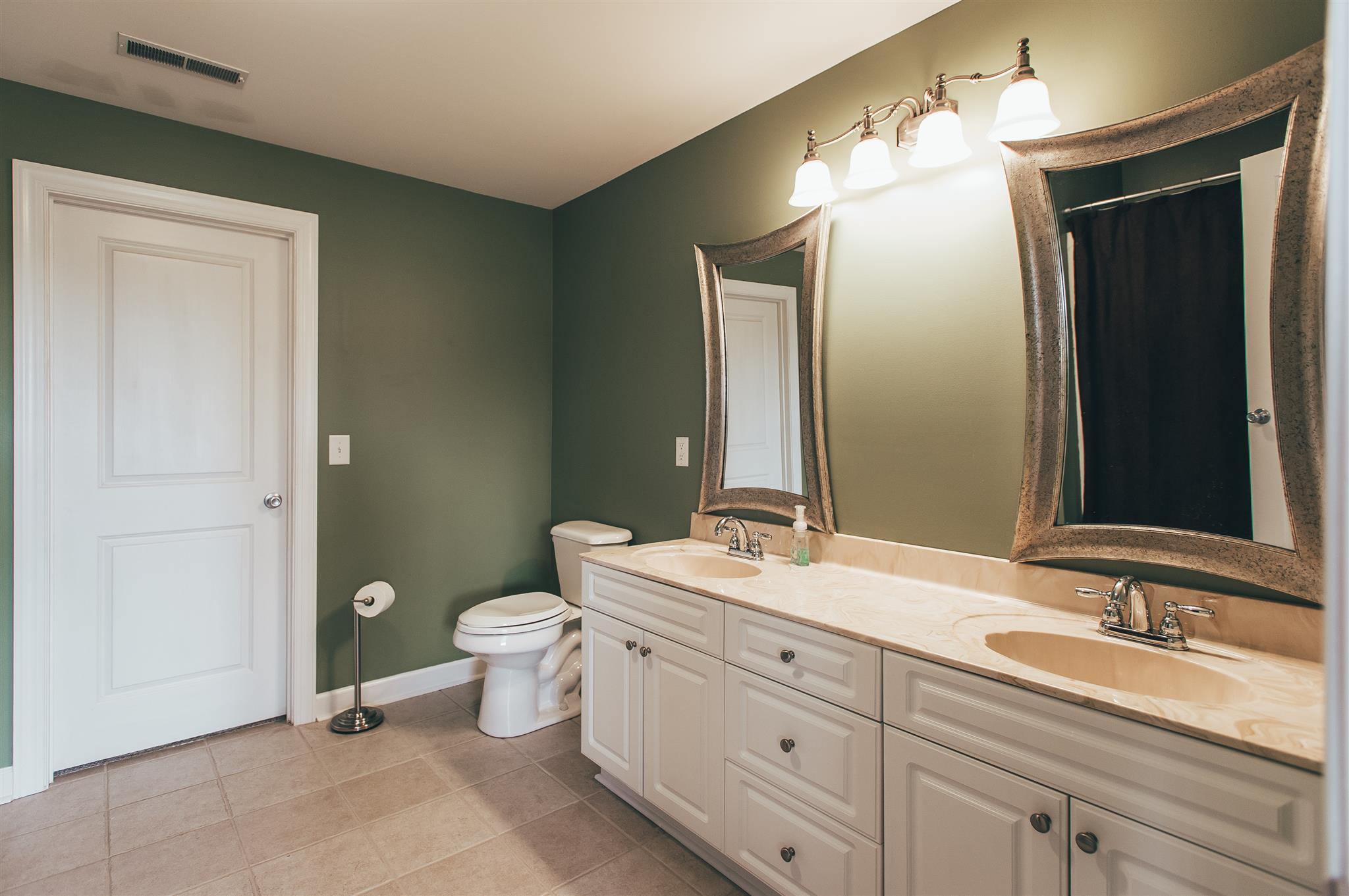 498 Canoe Branch Road Castalian Springs, TN 37031 - Photo 13 of 30 a bathroom with a double vanity sink toilet and mirror