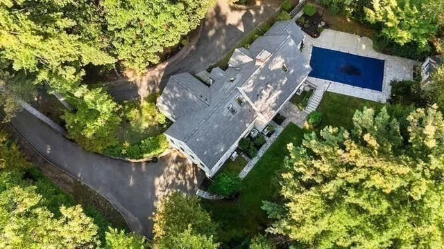 an aerial view of a house