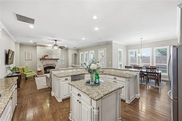 a kitchen with lots of counter top space