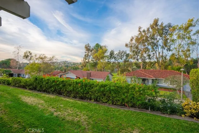 a view of a big yard next to a building