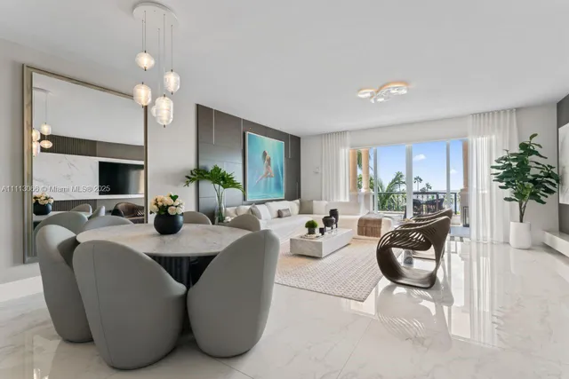 a living room with furniture and a painting