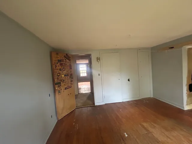 an empty room with windows