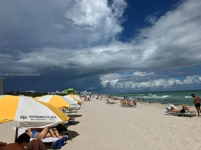 a view of a patio with a table chairs and potted plants