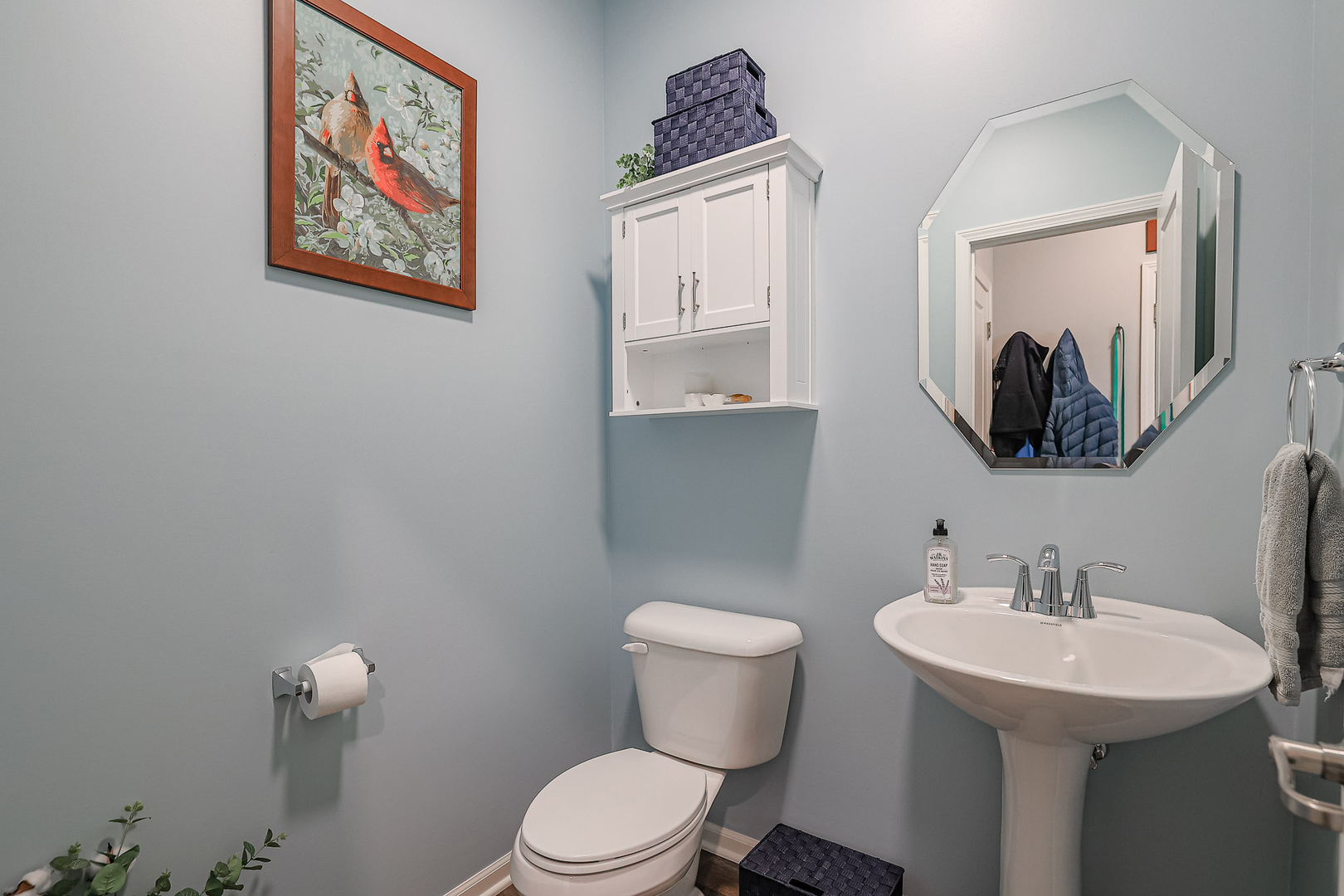 216 North Barry Road South Elgin, IL 60177 - Photo 16 of 50 a bathroom with a toilet a sink and mirror