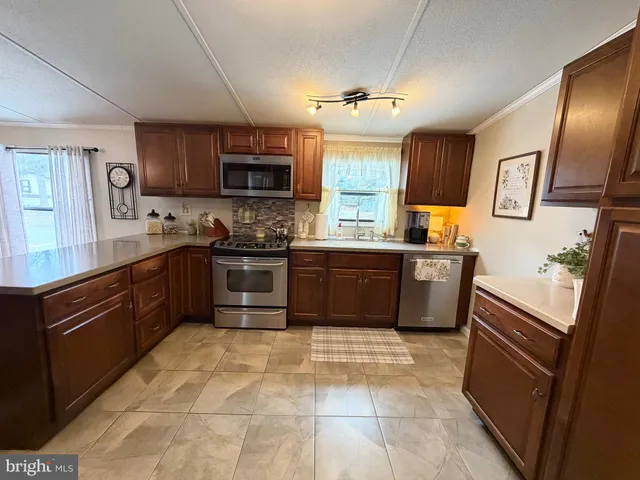 a view of a room with shelves