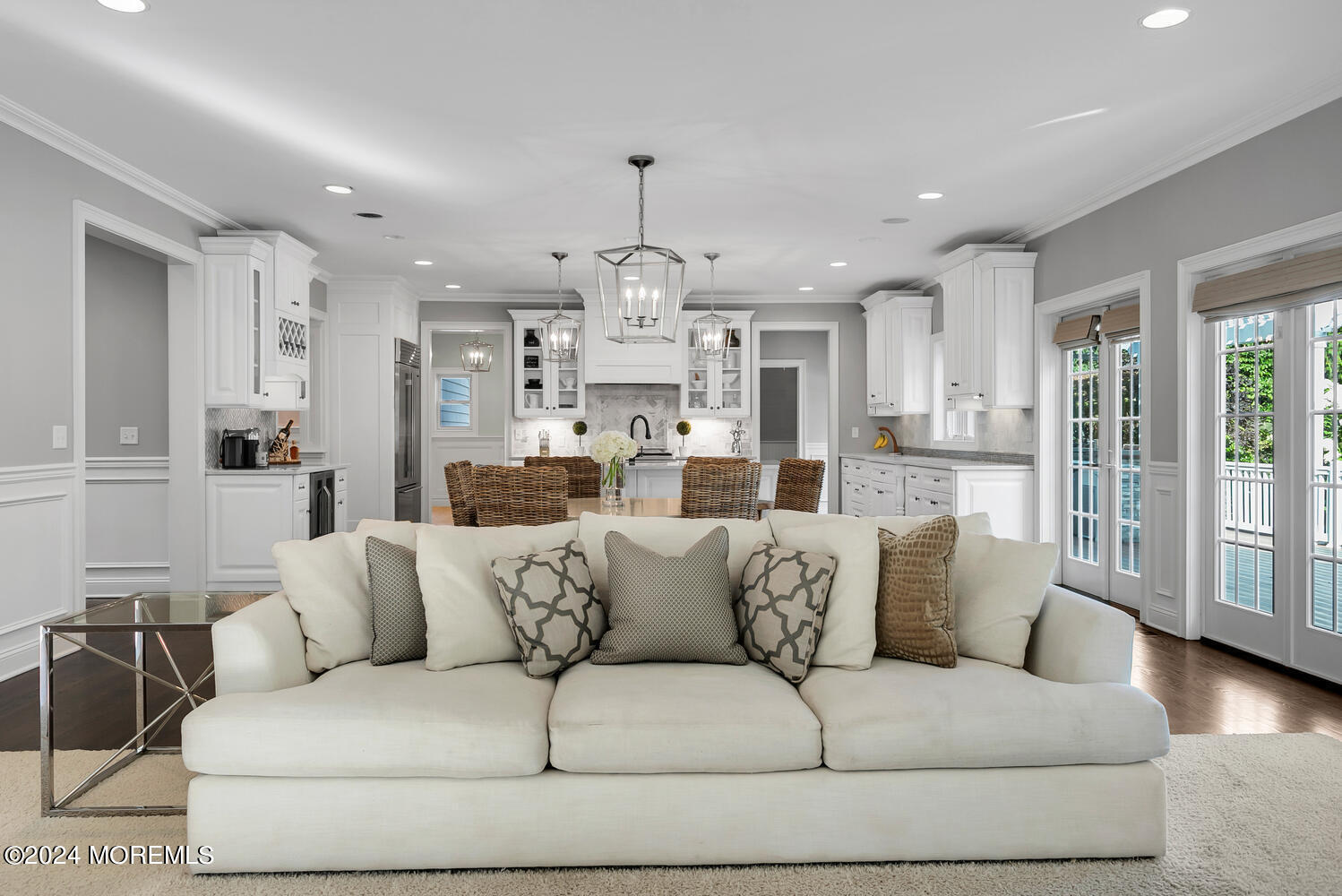 19 Old Phalanx Road Lincroft, NJ 07738 - Photo 15 of 68 a large white living room with stainless steel appliances kitchen island granite countertop furniture and a large window