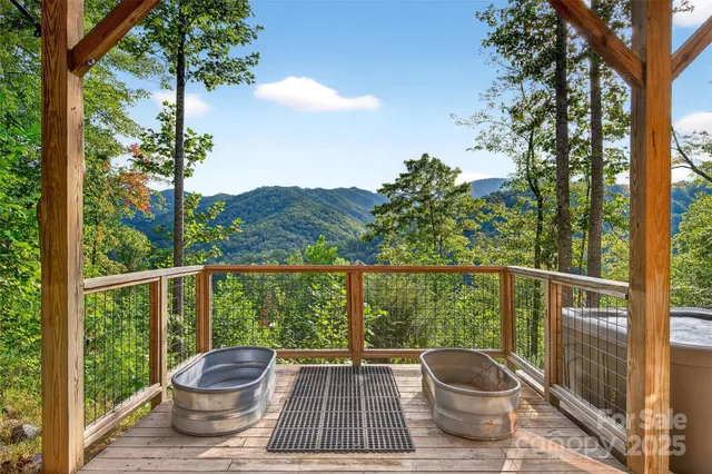 a view of a balcony with chair
