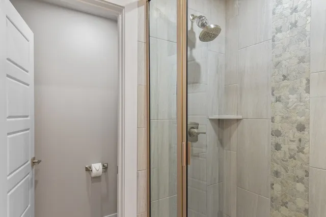 a bathroom with a shower