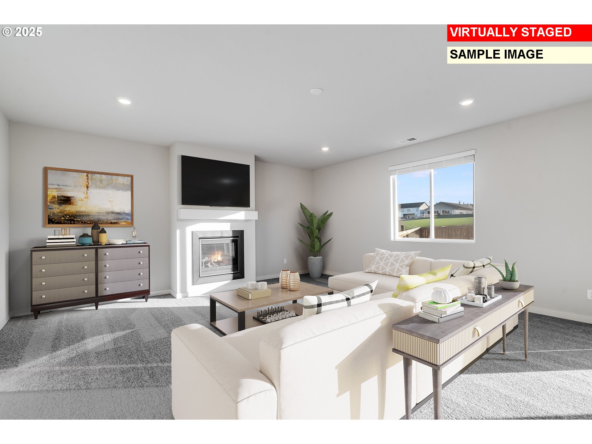 792 Misty Lane Forest Grove, OR 97116 - Photo 4 of 30 a living room with furniture a fireplace and a flat screen tv