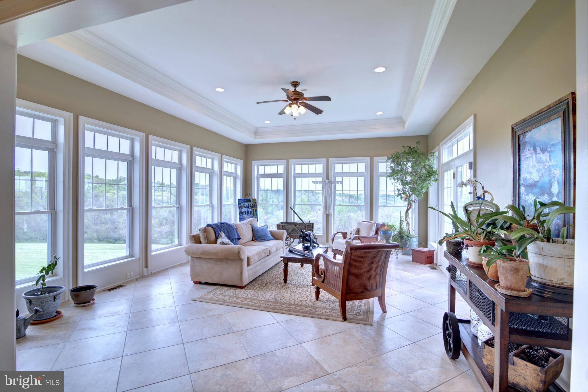 22077 Oatlands Road Aldie, VA 20105 - Photo 17 of 51 Light Filled Sunroom with Tray Ceiling