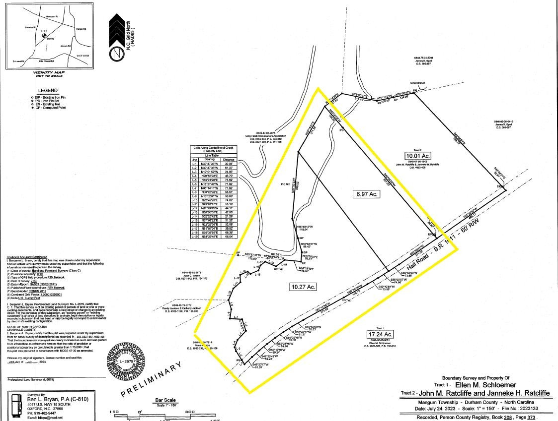 3809 Hall Road Rougemont, NC 27572 - Photo 16 of 16 See Remarks and Agent Remarks for details. PROPOSED 10/7 ACRE SPLIT OF TRACT 1