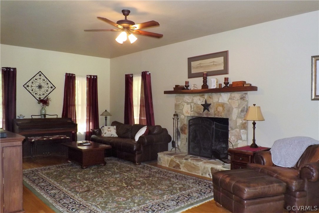 Plenty of Family Room, Yet Cozy With Stone Fireplace