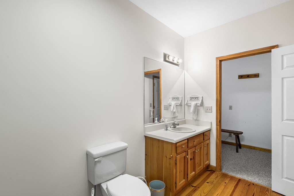 1628 Woods Valley Road Young Harris, GA 30582 - Photo 25 of 36 a bathroom with a toilet sink and mirror