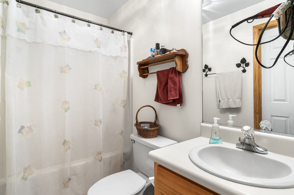 1628 Woods Valley Road Young Harris, GA 30582 - Photo 26 of 36 a bathroom with a sink vanity mirror and toilet