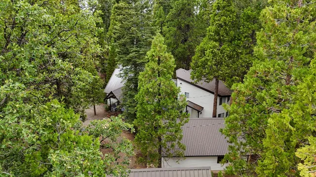 a view of a house with a backyard and garden