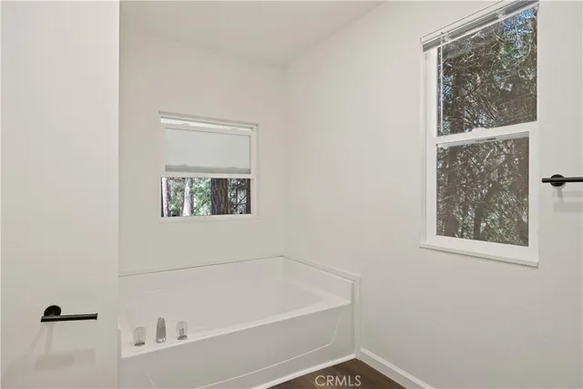 a bathroom with a bathtub