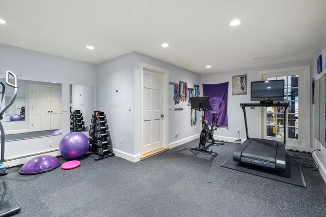 a view of a room with gym equipment