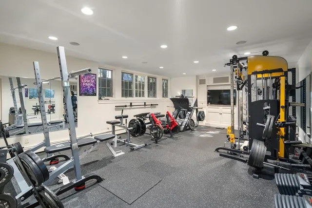 a view of a room with gym equipment