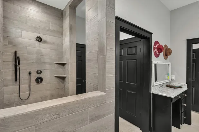 a bathroom with a shower