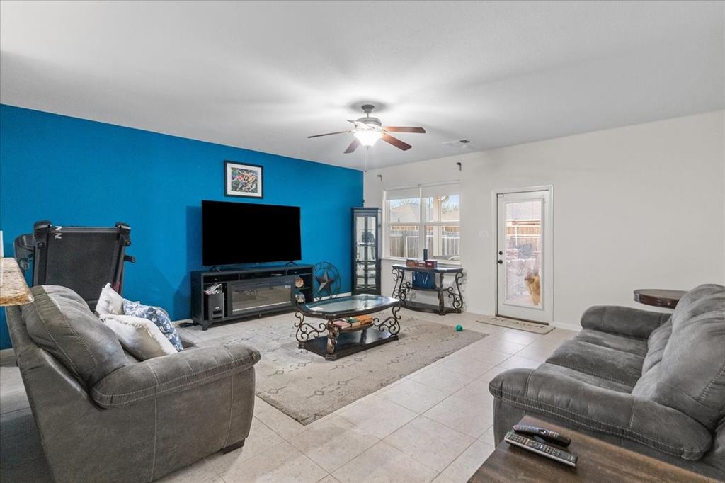 2529 Spring Meadows Drive Denton, TX 76209 - Photo 10 of 29 a living room with furniture and a flat screen tv