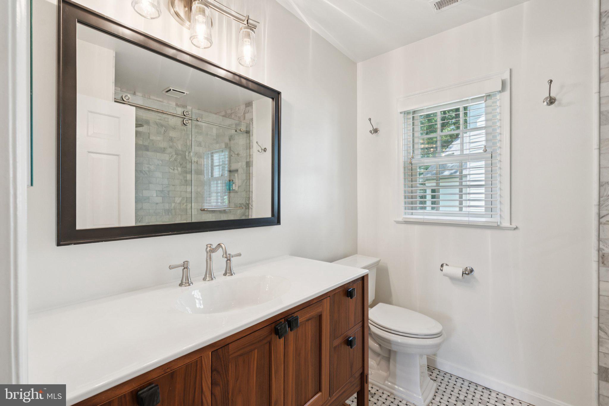 3666 Military Road Arlington, VA 22207 - Photo 30 of 69 a bathroom with a toilet a sink a vanity and mirror