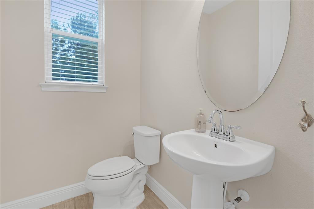 17841 Althea Blue Place Lutz, FL 33558 - Photo 13 of 38 a bathroom with a sink a toilet and a mirror