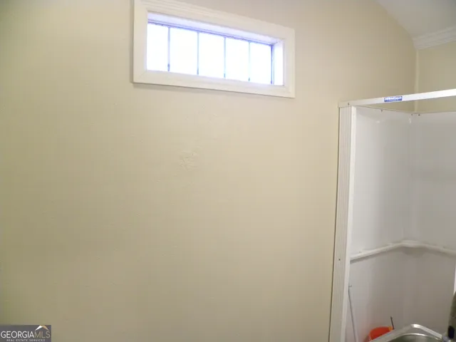 a bathroom with a window