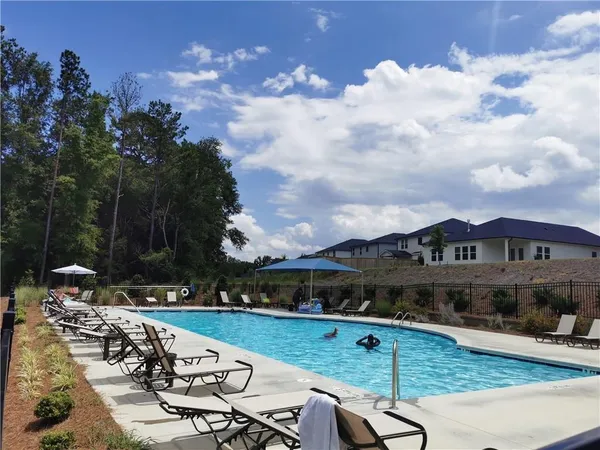 a view of a park with a slide