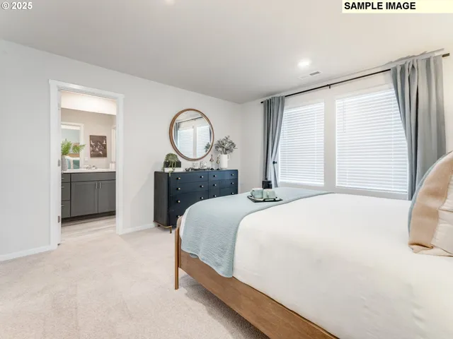 a bedroom with a bed and a closet