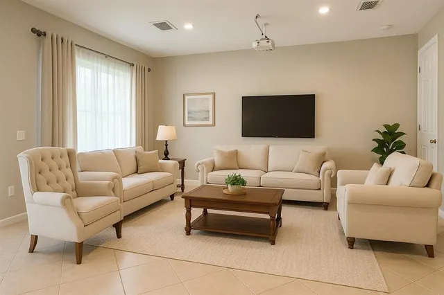 a living room with furniture and a flat screen tv