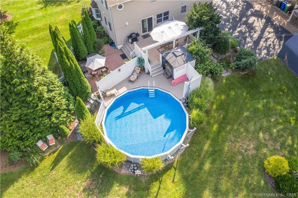 274 Smith Street South Windsor, CT 06074 - Photo 36 of 38 an aerial view of a house with swimming pool and garden