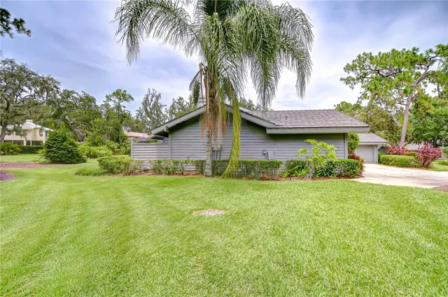 a view of a house with a yard and plants