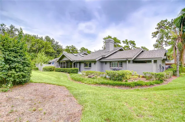a view of backyard with green space