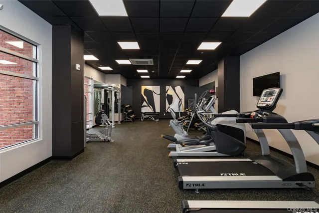 a view of a room with gym equipment
