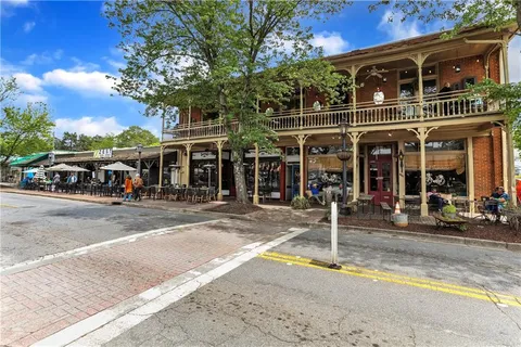 a front view of a building with street
