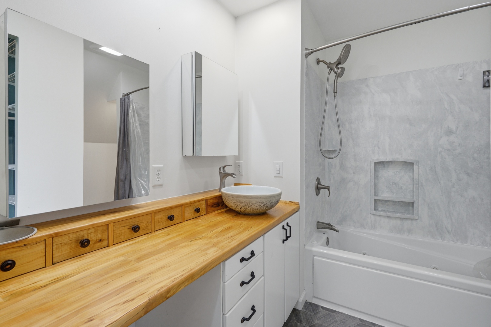 1847 10th Street Moline, IL 61265 - Photo 31 of 39 a bathroom with a granite countertop sink and a mirror