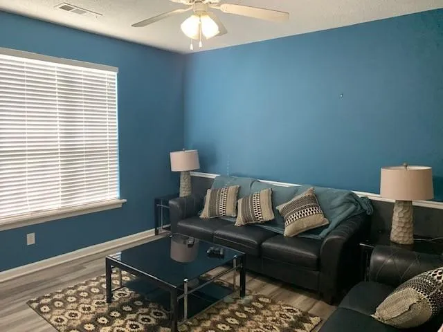 a living room with furniture