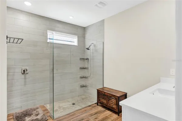 a view of bathroom with a bathtub