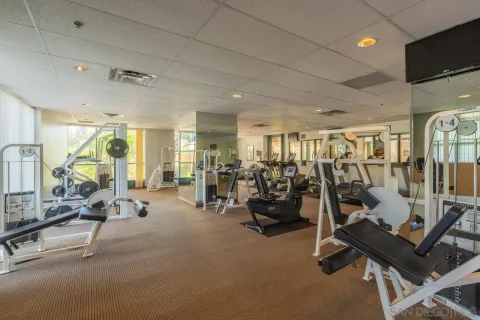 a view of a room with gym equipment