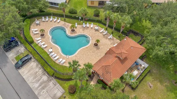 an aerial view of a house