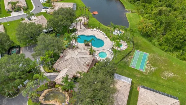 an aerial view of a house