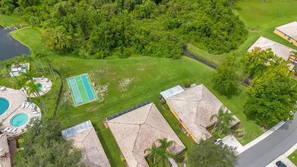 an aerial view of a house
