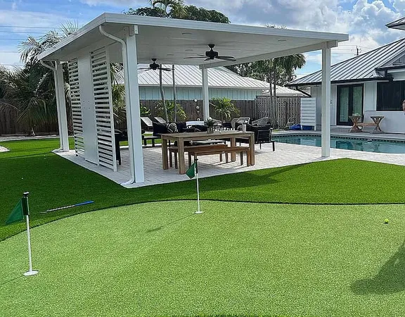 a view of a beach with a yard