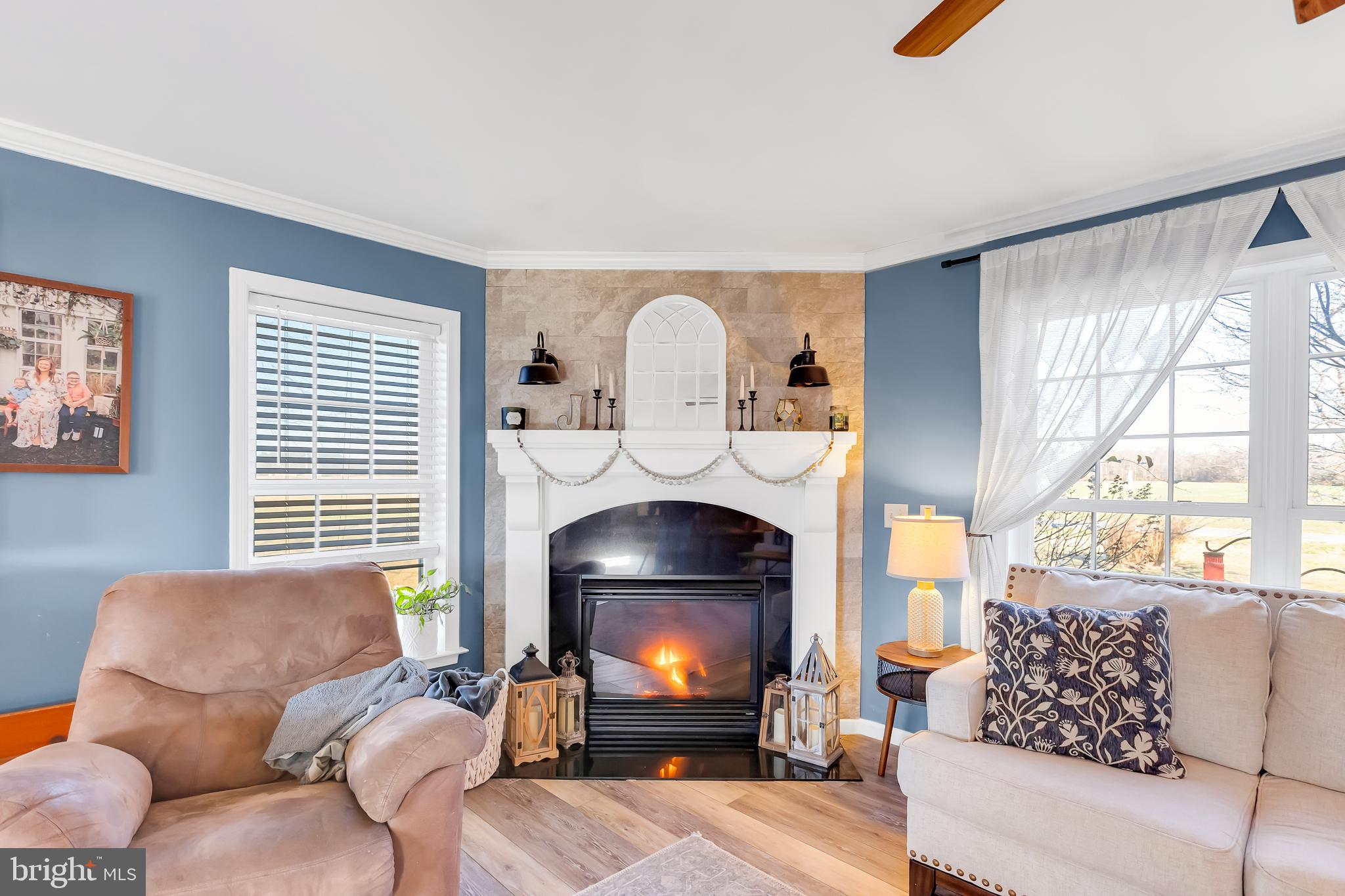 8960 Bacons Road Delmar, DE 19940 - Photo 10 of 51 a living room with furniture a fireplace and a large window
