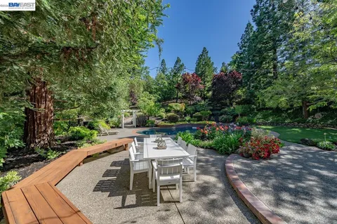 a view of a backyard with a garden