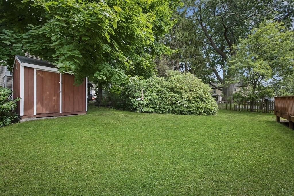 17 Lodge Road Newton, MA 02465 - Photo 30 of 31 a view of a backyard with potted plants and large trees