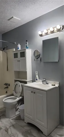 a bathroom with a sink toilet and a mirror