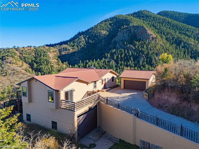an aerial view of a house with balcony